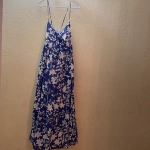 Blue and white sleeveless dress